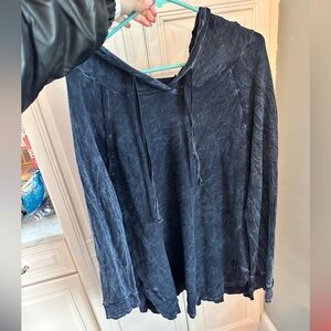 M Rena Blue French Terry Hoodie Size L